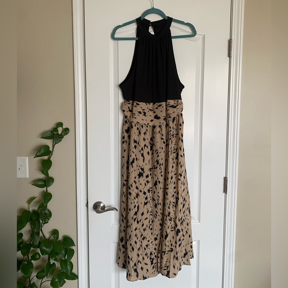 SHEIN Black and Tan Halter Dress